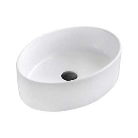 Раковина со смесителем и выпуском (Умывальник на столешницу BAU Nimb овальный 50х36, белый, смеситель для раковины высокий Hotel Black, черный, выпуск клик клак, черный)