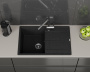 Мойка для кухни врезная кварцевая в комплекте с сифоном BAU Stil Black 78х51, черный