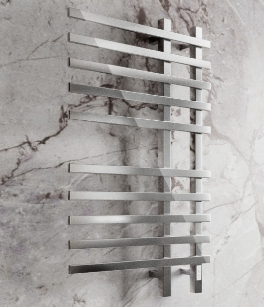 Полотенцесушитель дизайнерский электрический, профильный BAU Wind 60х100, 10 планок, нерж. сталь полированная