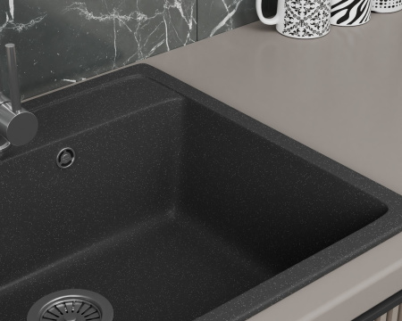 Мойка для кухни BAU Stil Black stone 56х50, выпуск с сифоном в комплекте, черный камень