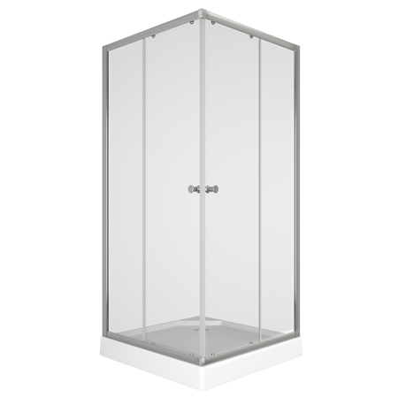 Душевой уголок BAU Stil Hit с поддоном 80x80х195, прозрачное закаленное стекло, хромированный профиль