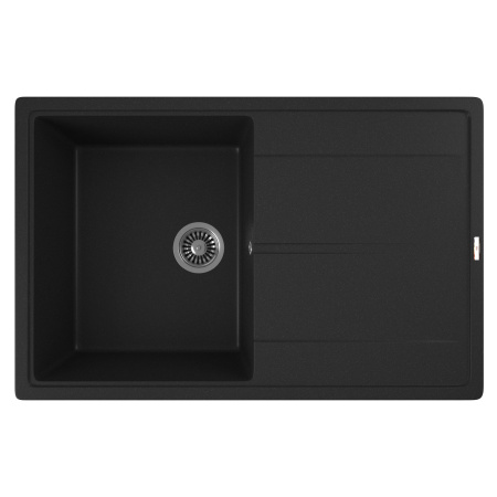 Мойка для кухни врезная кварцевая в комплекте с сифоном BAU Stil Anthracite 78х51, антрацит