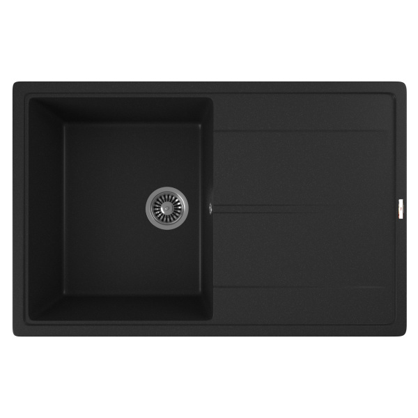 Мойка для кухни врезная кварцевая в комплекте с сифоном BAU Stil Anthracite 78х51, антрацит