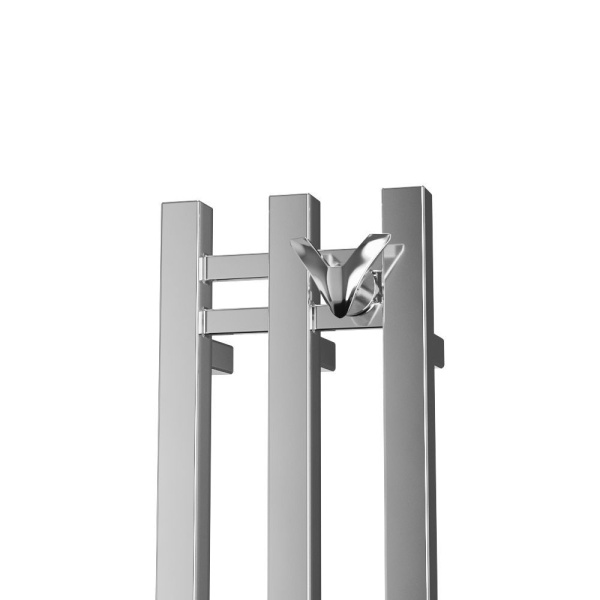 Полотенцесушитель дизайнерский электрический, профильный BAU Stella Square 12х160, 3 коллектора, 2 крючка, нерж. сталь полированная