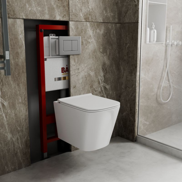 Комплект BAU 6 в 1: инсталляция BAU PRO, унитаз подвесной безободковый Bau Stil PRO, сиденье быстросъемное микролифт, клавиша BAU Stil Gun Grey антивандальная, нержавеющая сталь серый металлик