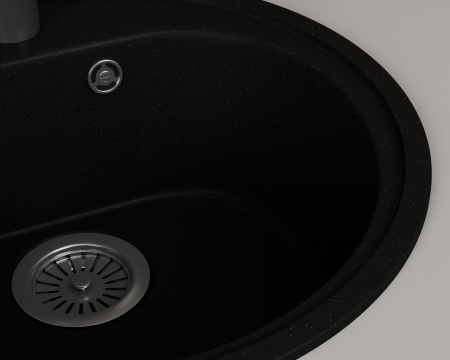 Мойка для кухни BAU Dream Black coal D 44, выпуск с сифоном в комплекте, черный уголь