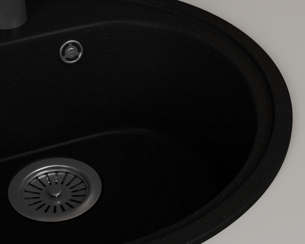 Мойка для кухни BAU Dream Black coal D 44, выпуск с сифоном в комплекте, черный уголь