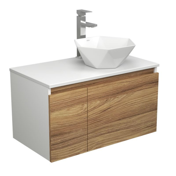 Комплект для ванной, 3 предмета (тумба Bau Dream Blackwood 80 + раковина на столешницу BAU Crystal 40х40, белая, смеситель высокий Hotel Still)