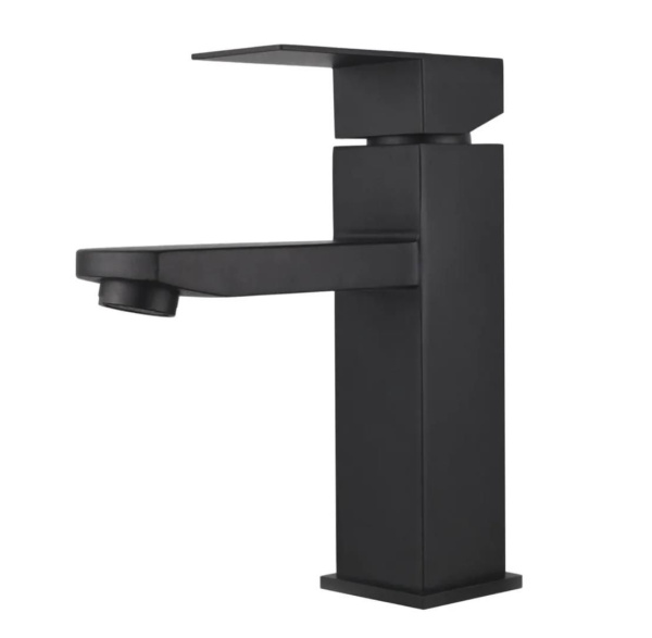 Раковина накладная со смесителем и выпуском (прямоугольная BAU Cerama Mini 33х28 + смеситель Hotel Black, черный, выпуск)