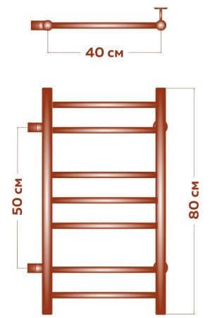 Полотенцесушитель водяной Маргроид BAU В10 40х80, П7 (2+3+2) боковое подключение 50, черный матовый RAL 9005