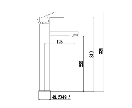 Раковина накладная со смесителем и выпуском (Умывальник BAU Triangle 59х39, белый + смеситель для раковины высокий Hotel Still, выпуск клик клак, хром)