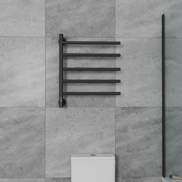 Полотенцесушитель дизайнерский электрический BAU Nimb Elegant Black 60х50, подключение нижнее, черный матовый