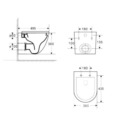 Комплект BAU 6 в 1: усиленная инсталляция BAU IDEAL, унитаз подвесной безободковый Bau Dream, сиденье дюропласт микролифт, клавиша BAU Strike, черная матовая