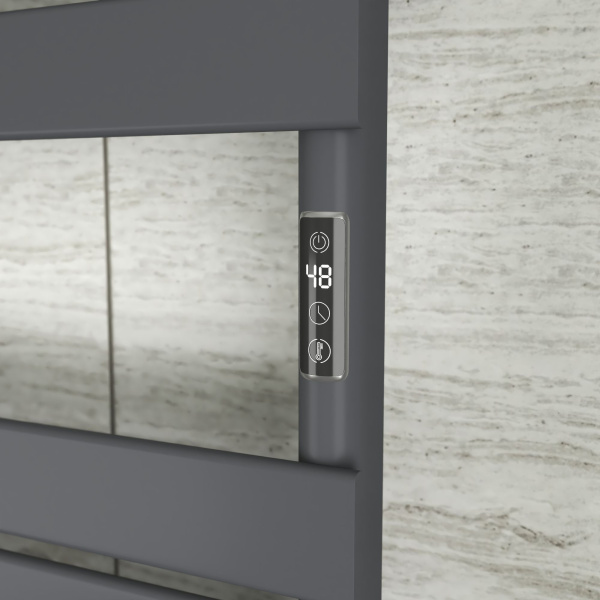 Полотенцесушитель дизайнерский электрический BAU Spectrum Gun Grey 94х50, подключение справа, темно-серый металлик