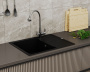 Мойка для кухни врезная кварцевая в комплекте с сифоном BAU Stil Anthracite 65х51, антрацит