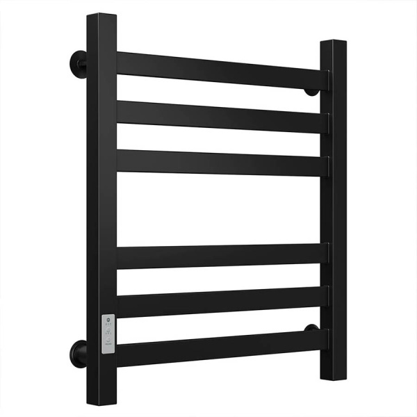 Полотенцесушитель электрический профильный Маргроид BAU В81/10 50х60, 2 вставки 3х3 размер 30*10, черный матовый RAL 9005 с таймером слева