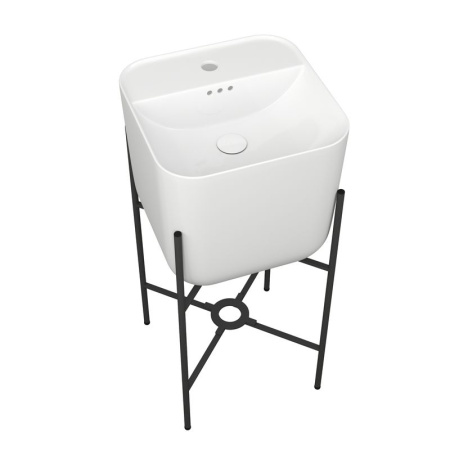Раковина напольная с металлическими ножками BAU Soul белая + выпуск клик-клак, белый