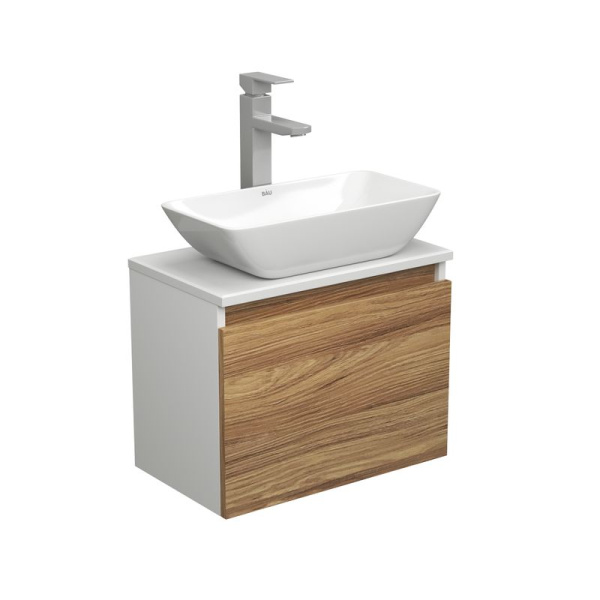 Комплект для ванной, 3 предмета (тумба Bau Dream Blackwood 50 + раковина чаша BAU Spectrum mini 47х24, белая, смеситель высокий Hotel Still)