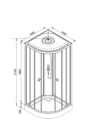 Душевая кабина BAU Dream Hit Black 90x90х215, прозрачное закаленное стекло, черная