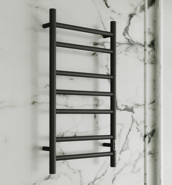 Полотенцесушитель электрический BAU Stil 40х80, 7 планок, универсальный, черный матовый RAL 9005