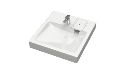 Раковина над стиральной машиной BAU Hotel 50х55, литьевой мрамор в комплекте с кронштейнами и сифоном, белый глянец