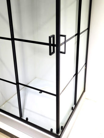 Душевой уголок квадратный BAU Stil square 90х90х195, с поддоном 12,5 см, закаленное стекло толщиной 5 мм, черные профили, с сифоном