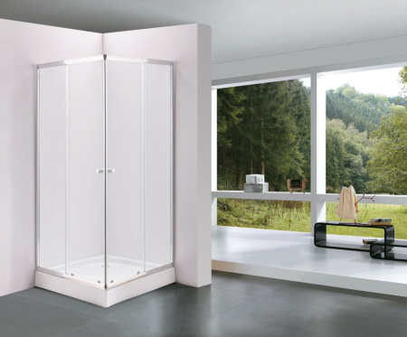 Душевой уголок BAU Stil Hit с поддоном 90x90х195, прозрачное закаленное стекло, хромированный профиль