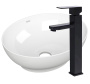 Раковина накладная со смесителем (овальная BAU Nimb 41х33, белая + смеситель высокий Hotel Black, черный)