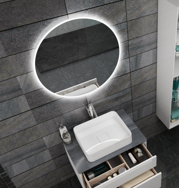 Зеркало Bau Spectrum D55, круглое, LED, сенсор на взмах, ореольная подсветка