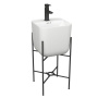 Раковина напольная с металлическими ножками (BAU Soul белая + смеситель Hotel Black, черный)