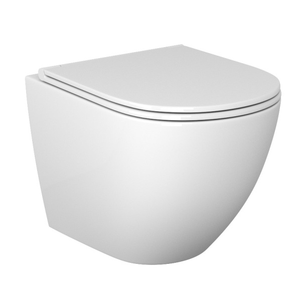 Унитаз подвесной безободковый Bau Dream, быстросъемное тонкое сиденье дюропласт микролифт BL0001