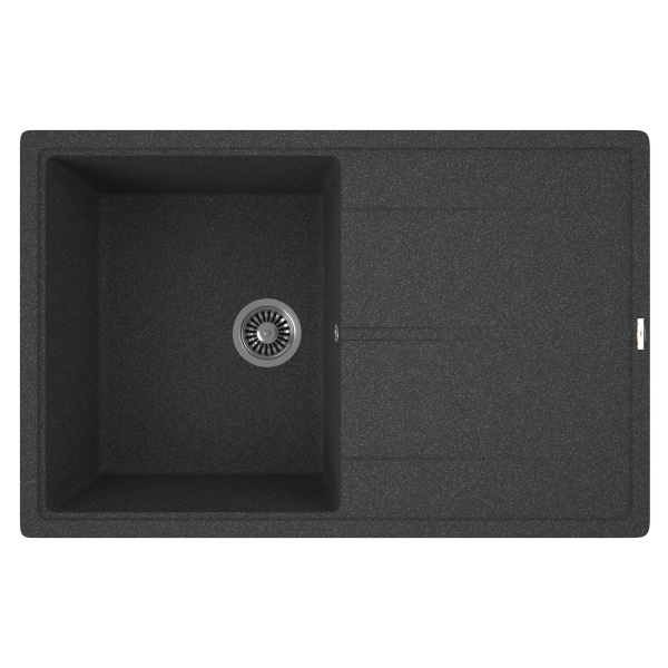 Мойка для кухни врезная кварцевая в комплекте с сифоном BAU Stil Black 78х51, черный