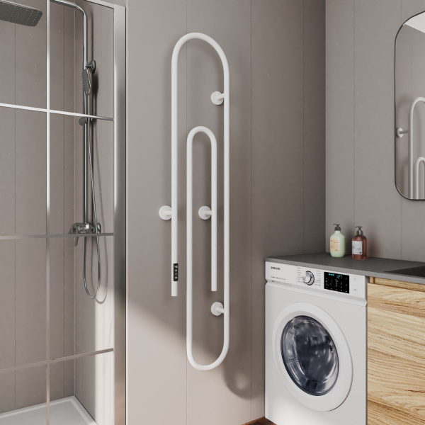 Полотенцесушитель дизайнерский электрический BAU Wall Clip White 150х30, белый матовый