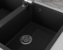 Мойка для кухни оборачиваемая двойная чаша BAU Stil Black stone 77х50, выпуск с сифоном в комплекте, черный камень