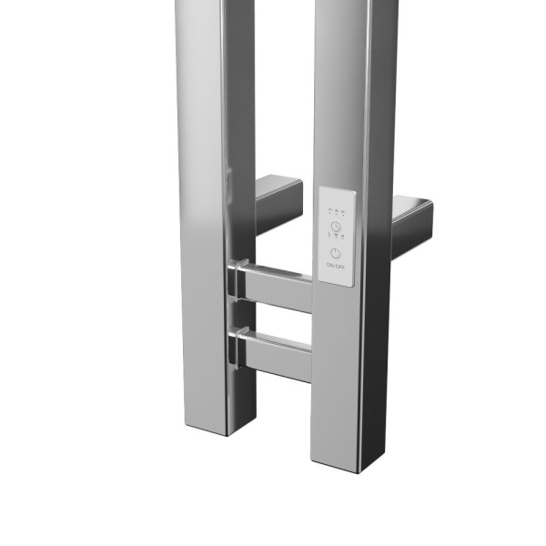 Полотенцесушитель дизайнерский электрический, профильный BAU Stella Square 10х160, 2 коллектора, 2 крючка, нерж. сталь полированная