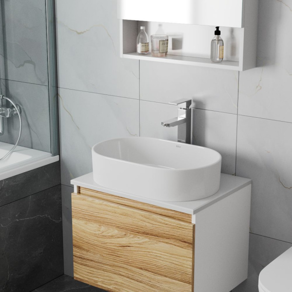 Раковина накладная овальная BAU Nimb 56х36, белая