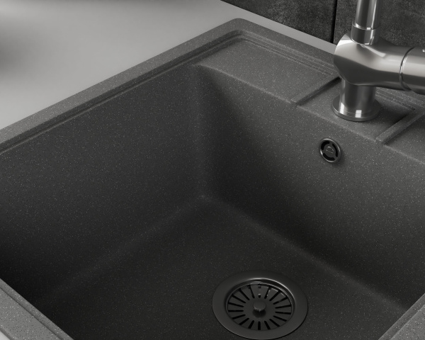 Мойка для кухни BAU Stil Gray stone 45х50, выпуск с сифоном в комплекте, серый камень