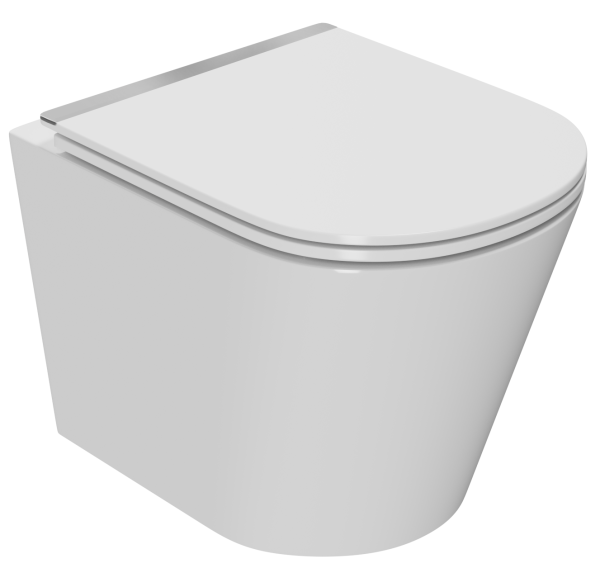 Унитаз подвесной безободковый Bau Nimb LUX, быстросъемное тонкое сиденье дюропласт микролифт с нержавеющей вставкой BK0001-LUX