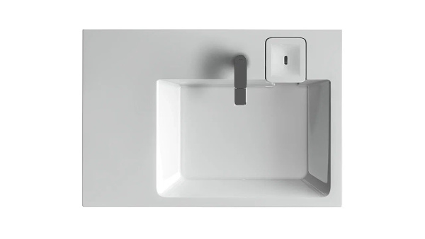 Раковина над стиральной машиной BAU Hotel Pro 80х55, литьевой мрамор в комплекте с кронштейнами и сифоном, белый глянец