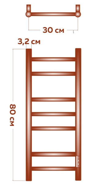 Полотенцесушитель электрический BAU Stil 30х80, 7 планок, универсальный, черный матовый RAL 9005