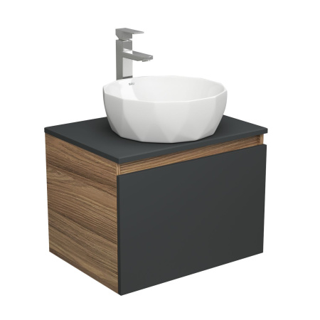 Раковина накладная со смесителем (на столешницу BAU Diamond D40, белая + смеситель Hotel Still, нержавеющая сталь)