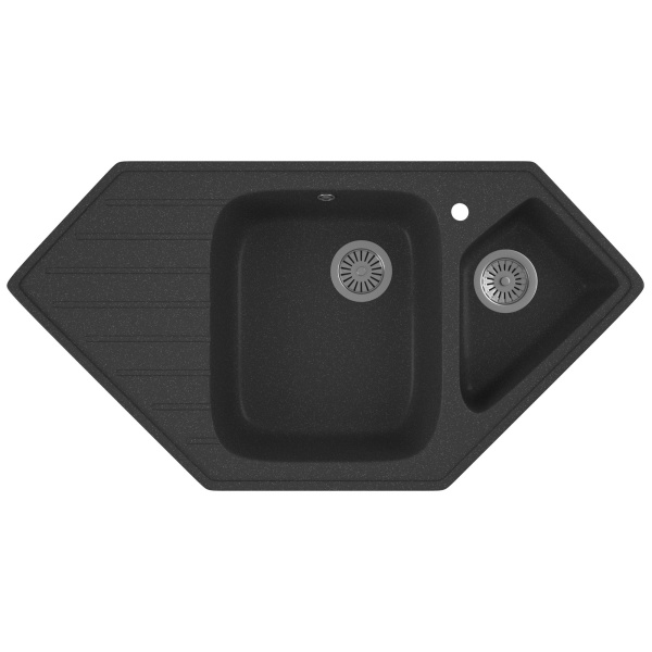 Мойка для кухни угловая BAU Triangle Black stone 97х50, выпуск с сифоном в комплекте, черный камень