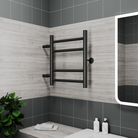 Полотенцесушитель водяной Маргроид BAU В10 40х50, П4 (2+2) боковое подключение 32, черный матовый RAL 9005