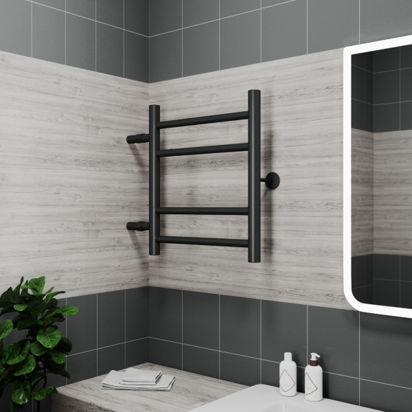 Полотенцесушитель водяной Маргроид BAU В10 40х50, П4 (2+2) боковое подключение 32, черный матовый RAL 9005