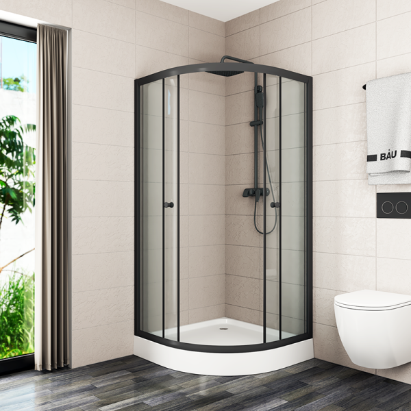 Душевой уголок BAU Dream Hit Black с поддоном 90x90х195, прозрачное закаленное стекло, черный профиль