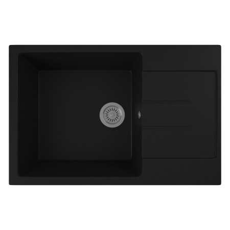 Мойка для кухни оборачиваемая с крылом BAU Stil Black coal 76х50, выпуск с сифоном в комплекте, черный уголь