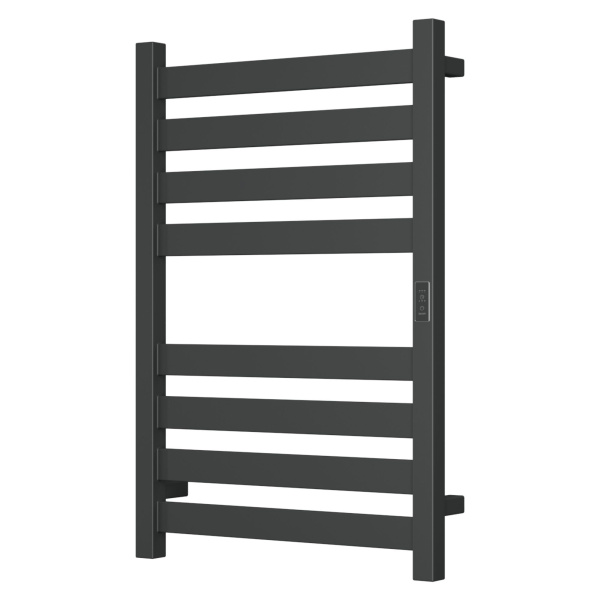 Полотенцесушитель дизайнерский электрический, профильный BAU Elite 50х80, 8 планок, универсальный, черный матовый RAL 9005