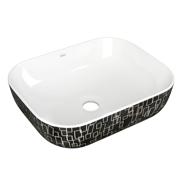 Тумба с раковиной (тумба подвесная Bau Dream Blackwood 80, графит + раковина санфаянс накладная BAU Stil Black White 50х40)