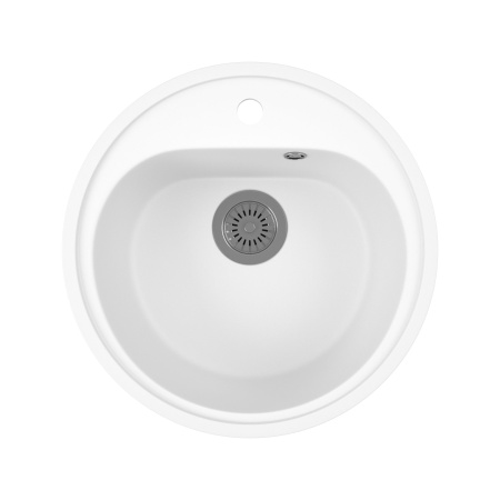 Мойка для кухни BAU Dream White snow D 44, выпуск с сифоном в комплекте, белый снег