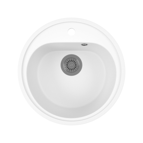 Мойка для кухни BAU Dream White snow D 44, выпуск с сифоном в комплекте, белый снег